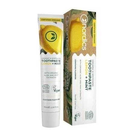 Pasta de dinti pentru albire cu lamaie si menta bio 75ml, Nordics