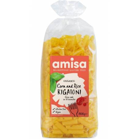 Rigatoni - paste din orez si porumb fara gluten BIO 500g - Amisa