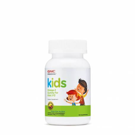 Kids Omega-3 Aroma Lamaie Si Capsuni, 60 Jeleuri - GNC