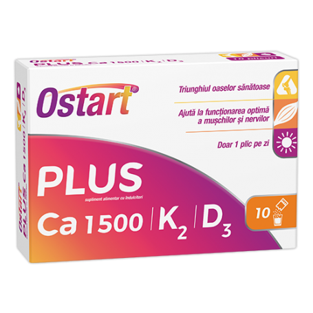 OSTART PLUS CA 1500+K2+D3, 10 PLICURI - FITERMAN PHARMA