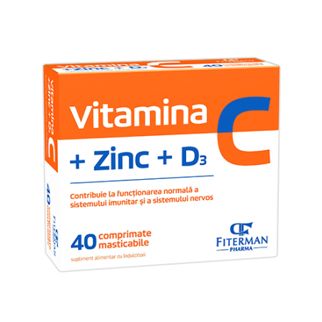VITAMINA C + ZINC + D3, 40 COMPRIMATE  - FITERMAN PHARMA