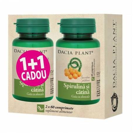 Spirulina si Catina 60cps 1+1 gratis - Dacia Plant