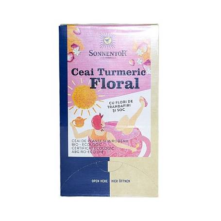 CEAI TURMERIC FLORAL CU FLORI TRANDAFIR SI SOC ECO, 18dz - SONNENTOR