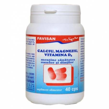 Calciu, Magneziu si Vitamina D3, 40cps - Favisan