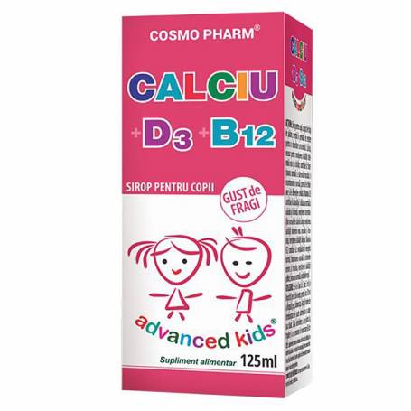 Sirop Copii Calciu, D3 si B12, 125ml - Cosmopharm
