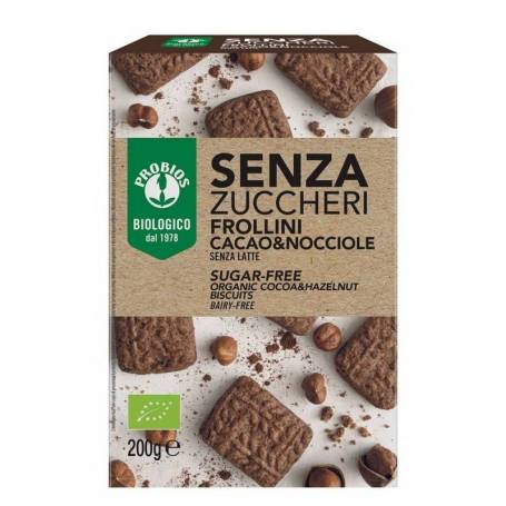 Biscuiti cu cacao si alune fara zahar, 200g - PROBIOS