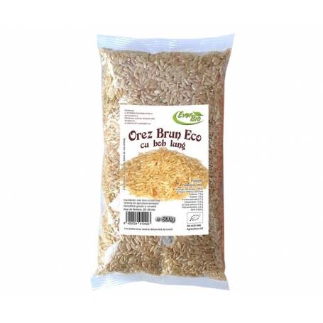 Orez brun cu bob lung, eco-bio, 500g - Everbio