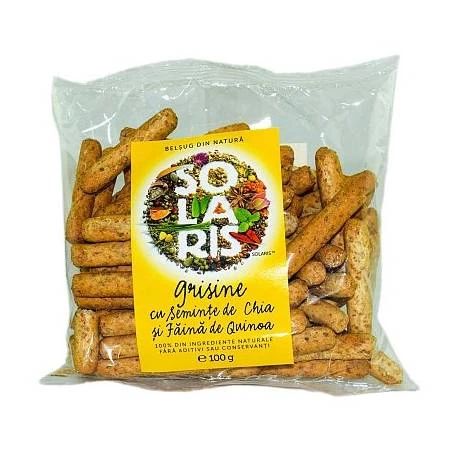 Grisine din faina integrala, quinoa si seminte chia, 100gr - Solaris
