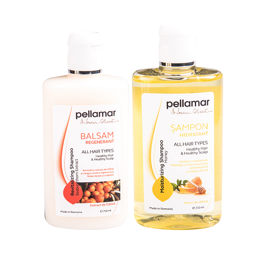 Pell Amar Cosmetics Set beauty hair, sampon hidratant 250ml si balsam regenerant cu extract de catina 250ml - pellamar