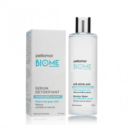 Set cadou Biome ten gras si mixt, Apa micelara biome 250ml si Serum detoxifiant Biome 15ml - Pellamar