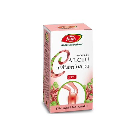 Calciu + Vitamina D3, F173, 30 capsule - Fares