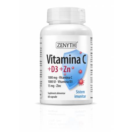 Vitamina C, vitamina D3 si Zinc, 60cps - Zenyth Pharmaceuticals