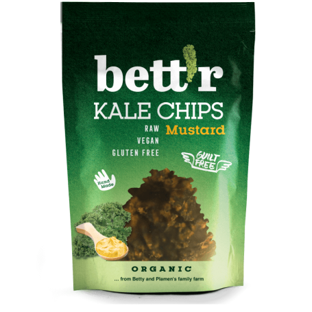 Chips din kale cu mustar raw, eco-bio, 30g - Bettr