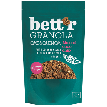 Granola cu migdale si ciocolata fara gluten, eco-bio, 300g - Bettr