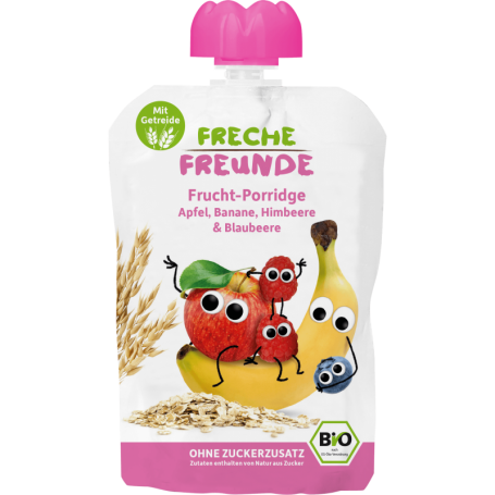 Porridge de ovaz cu mere, banane, zmeura si afine, eco-bio, 100g - Erdbar