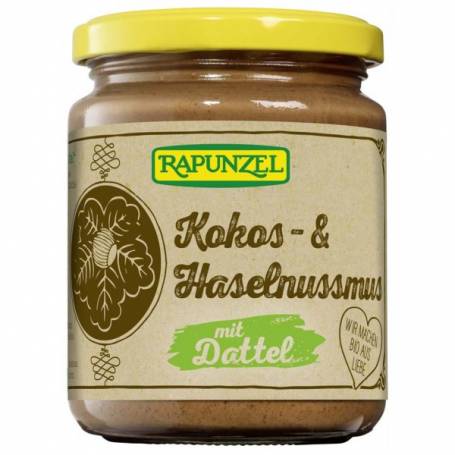 Crema de cocos, alune si curmale FARA ZAHAR, 250g - Rapunzel