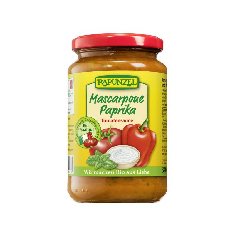 Sos de tomate Mascarpone si ardei, eco-bio, 330ml - Rapunzel