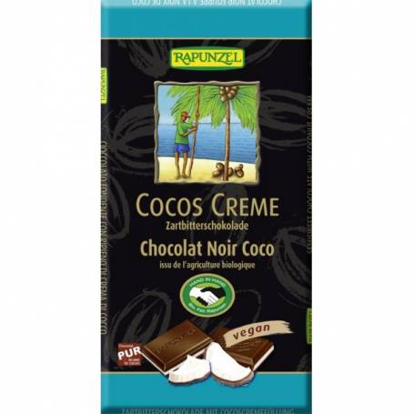 Ciocolata amaruie cu umplutura de crema de cocos, eco-bio, 100g - Rapunzel