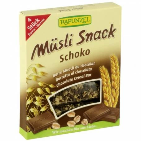 Musli Snack ciocolata, eco-bio, 116g - Rapunzel