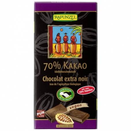 Ciocolata amaruie 70% cacao, eco-bio, 80g - Rapunzel