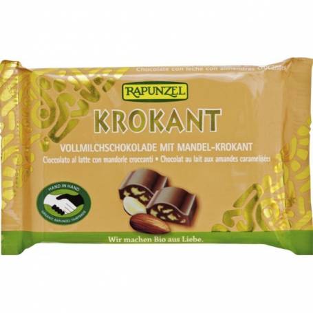 Ciocolata Cristallino cu migdale crocante, eco-bio, 100g - Rapunzel