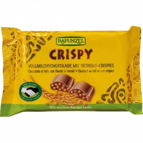 Ciocolata cu lapte integral crocanta, eco-bio, 100g - Rapunzel