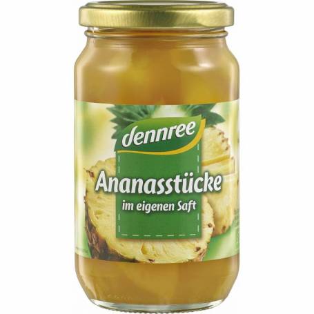 Ananas bucati in suc de ananas, eco-bio, 350g - Dennree