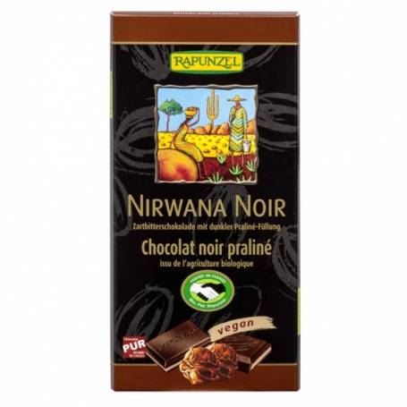 Ciocolata Nirwana neagra cu praline 55% cacao, eco-bio, 100g - Rapunzel