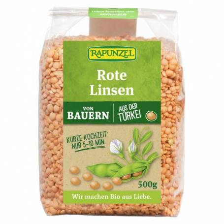 Linte rosie decojita, eco-bio, 500g - Rapunzel