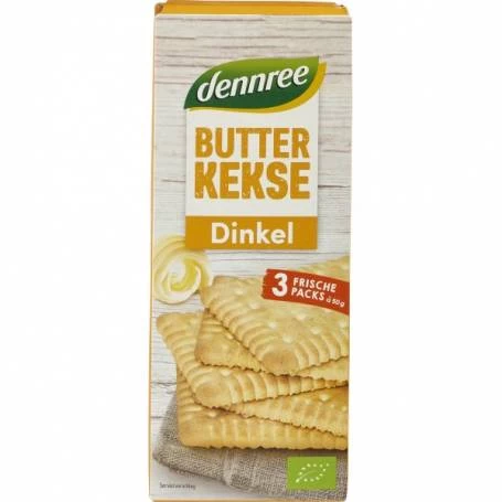 Butterkeks biscuiti din spelta si unt, eco-bio, 150g - Dennree