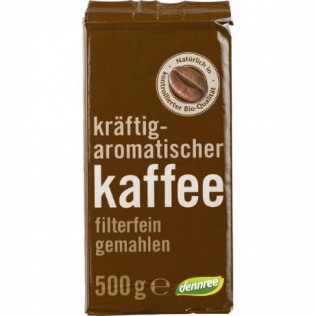 Cafea prajita macinata, eco-bio, 500g - Dennree