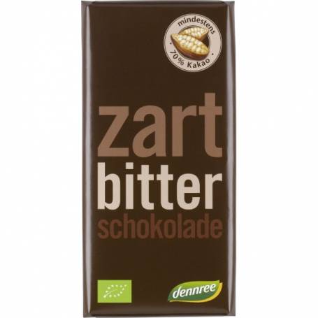 Ciocolata amaruie 70% cacao, eco-bio, 100g - Dennree