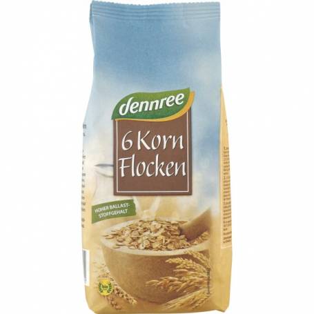 Fulgi din 6 cereale, eco-bio, 500g - Dennree