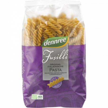 Fusilli din grau dur integrale, eco-bio, 500g - Dennree