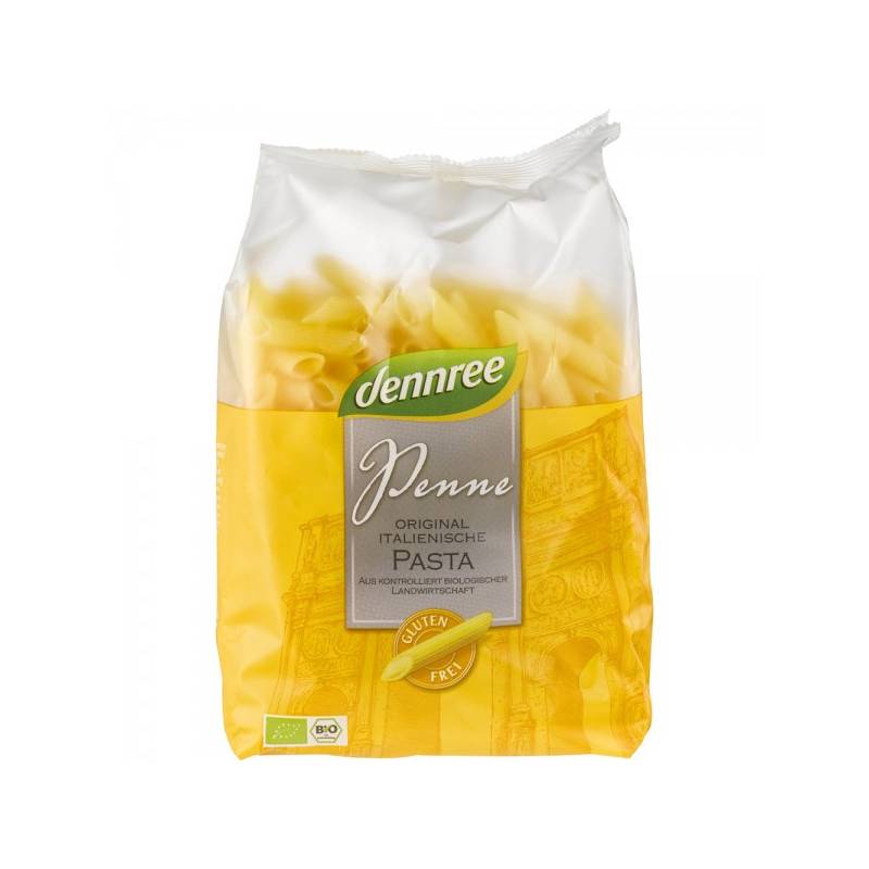 Penne din porumb si orez, fara gluten, eco-bio, 500g - Dennree