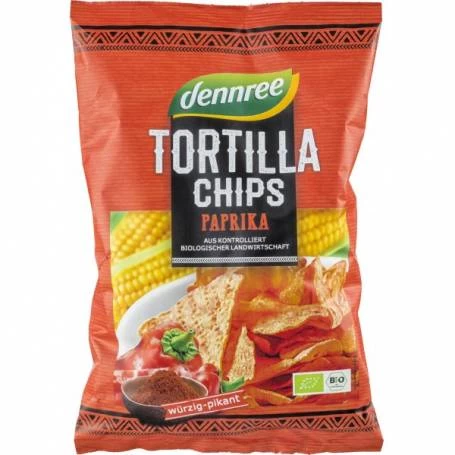 Tortilla chips cu ardei, eco-bio, 125g - Dennree