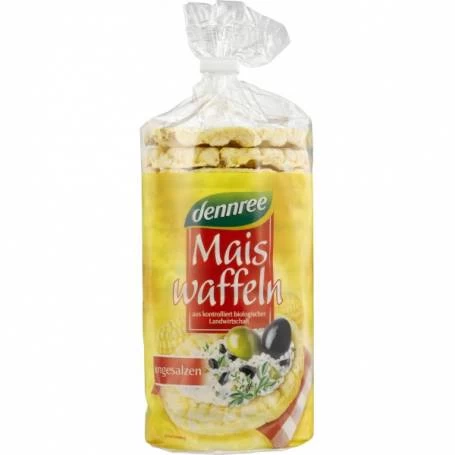 Vafe din porumb expandat, fara sare si fara gluten, eco-bio, 120g - Dennree