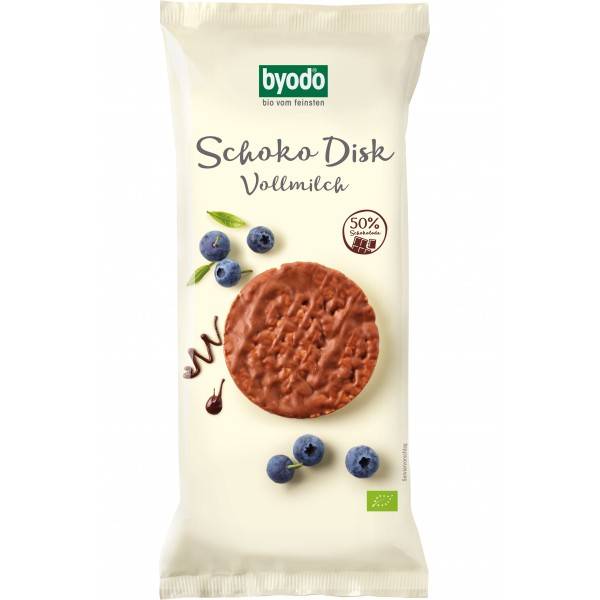 Byodo Premium Rondele din orez integral cu ciocolata cu lapte, eco-bio, 65g - byodo