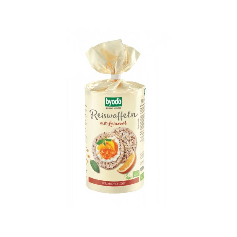 Vafe din orez si seminte de in, fara glunte, eco-bio, 100g - Byodo
