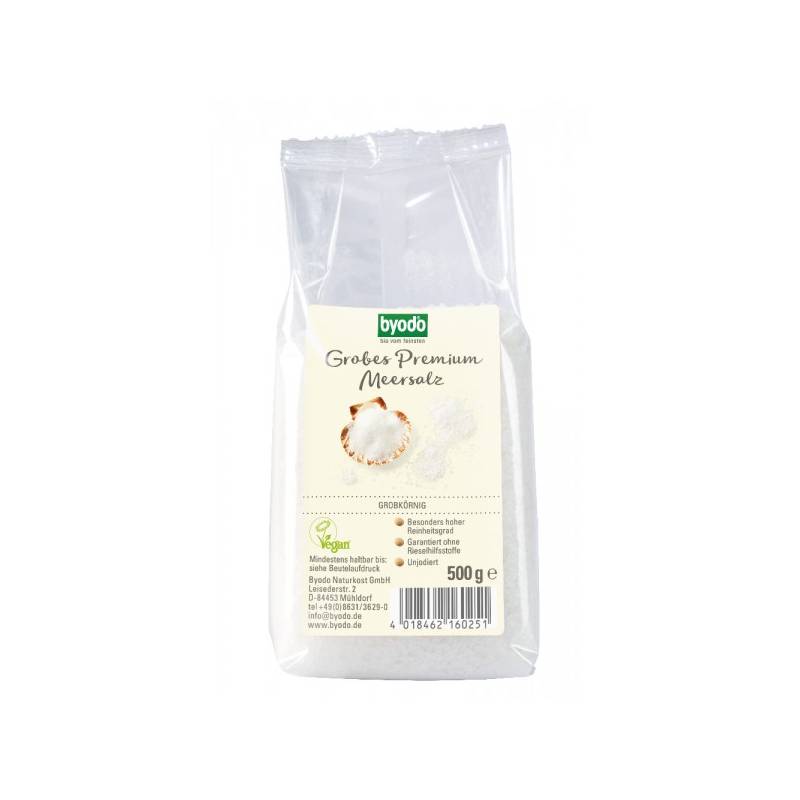 Sare de Atlantic neiodata grunjoasa, eco-bio, 500g - Byodo