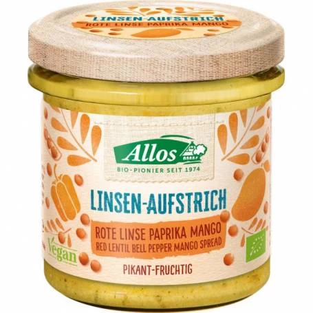 Crema tartinabila din linte, ardei si mango, eco-bio, 140g - Allos