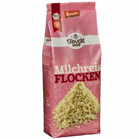 Fulgi de orez integral pentru lapte, fara gluten, eco-bio, 425g - Bauck Hof