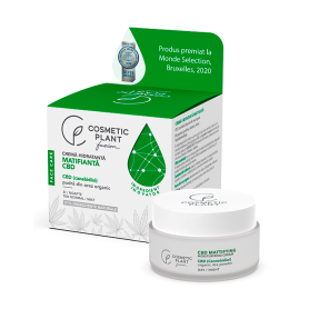 Crema hidratanta matifianta cu CBD si pudra din orez organic, 50ml - Cosmeticplant