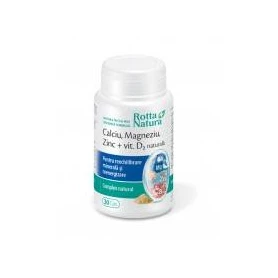 Calciu Magneziu Zinc + Vit. D2 Naturala 30cps - Rotta Natura