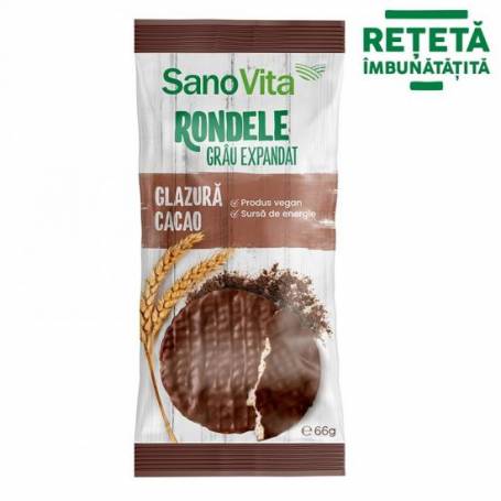Rondele din Grau cu glazura de cacao, 66g - Sanovita