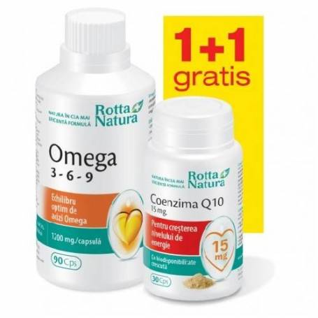 Omega 3-6-9 90cps+Coenzima Q10 15mg 30cps Gratis - Rotta Natura