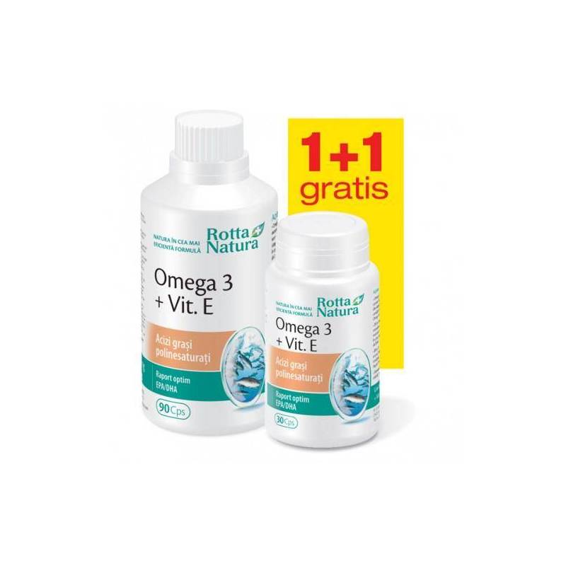 Omega 3 Vitamina+E 1000mg 90cps+30cps Gratis - Rotta Natura