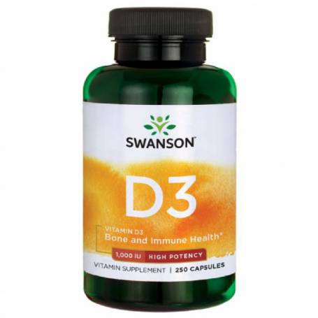 Vitamina D3, 1000IU, 250cps - Swanson