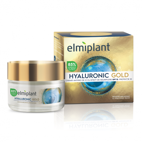 Crema de zi antirid cu efect de umplere SPF 10, Hyaluronic Gold, 50ml - ELMIPLANT