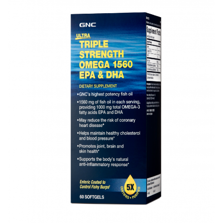 ULTRA TRIPLE STRENGTH OMEGA 1560 EPA SI DHA, ULEI DE PESTE, 60CPS - GNC